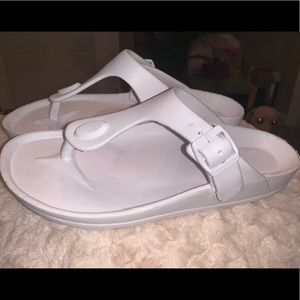 White Slip On Sandals
